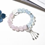 Natural Pink Quartz and Aquamarine Beaded Bracelet