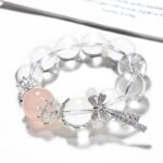 Natural White Quartz & Pink Crystal Bracelet