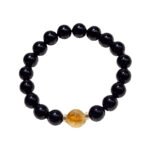 Natural Black Tourmaline Bracelet with Yellow Tower Quartz