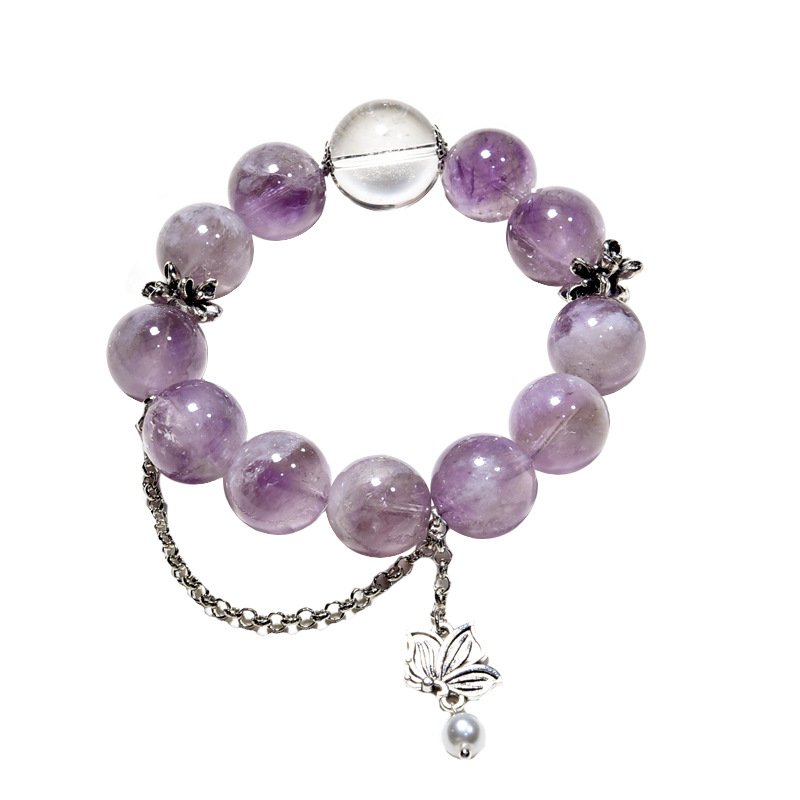 Natural Purple Rabbit Hair Crystal Bracelet