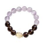 Natural Purple Rabbit Hair Crystal Bracelet with Ice Obsidian