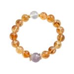 Natural Yellow Asai Crystal Bracelet with Purple Rabbit Fur