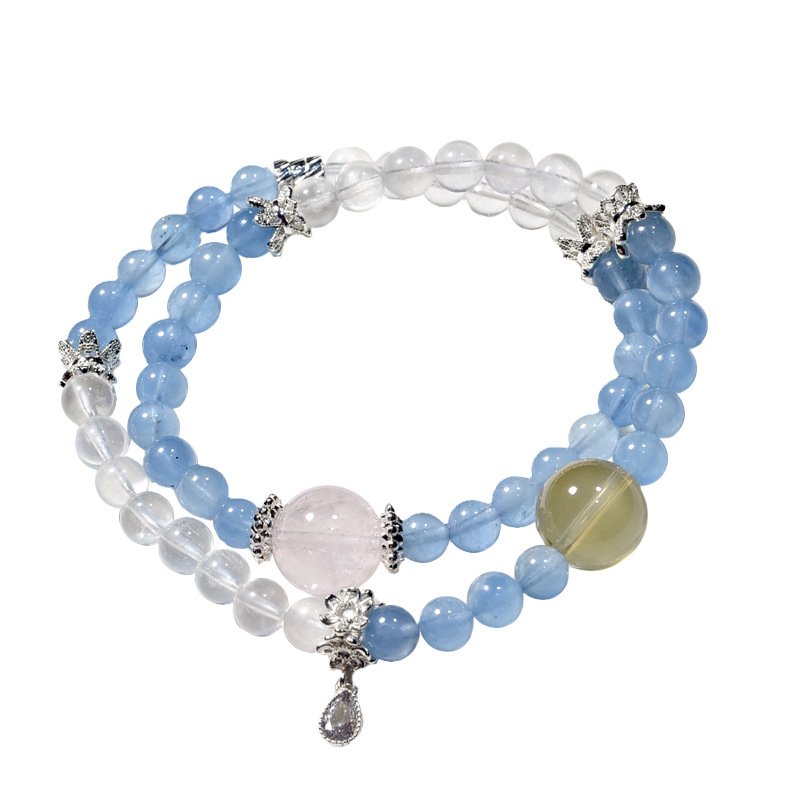 Multi-Wrap Natural Aquamarine Crystal Bracelet