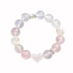 Natural Heart Shaped Pink Quartz Bracelet