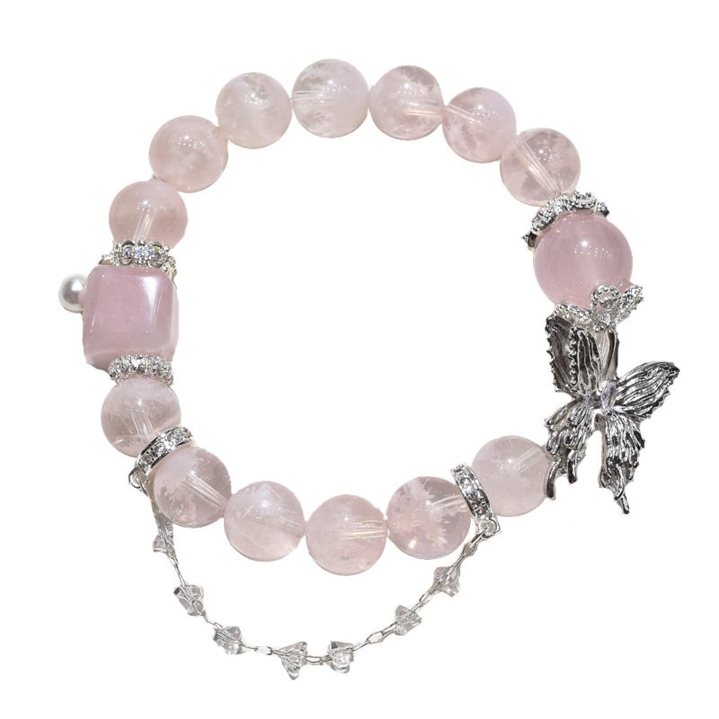 Natural Snowflake Quartz and Rose Quartz Bracelet