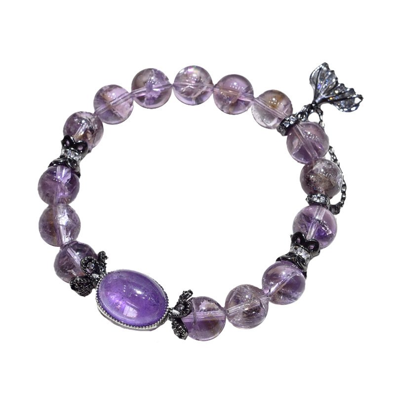 Amethyst and Purple Crystal Beaded Bracelet