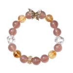 Natural Strawberry Quartz and Yellow Assay Butterfly Design Bracelet