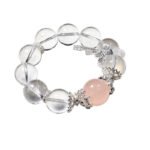 Natural White Quartz & Pink Crystal Bracelet