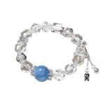 Natural White Crystal Faceted Bracelet with Aquamarine Accents