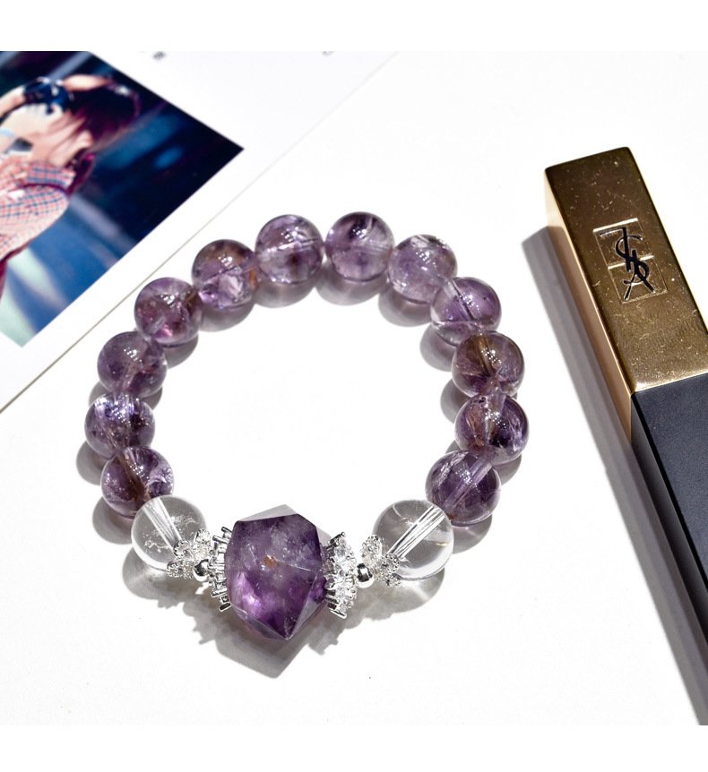 “Natural Amethyst Bracelet – Purple Ametrine Beaded Bracelet”