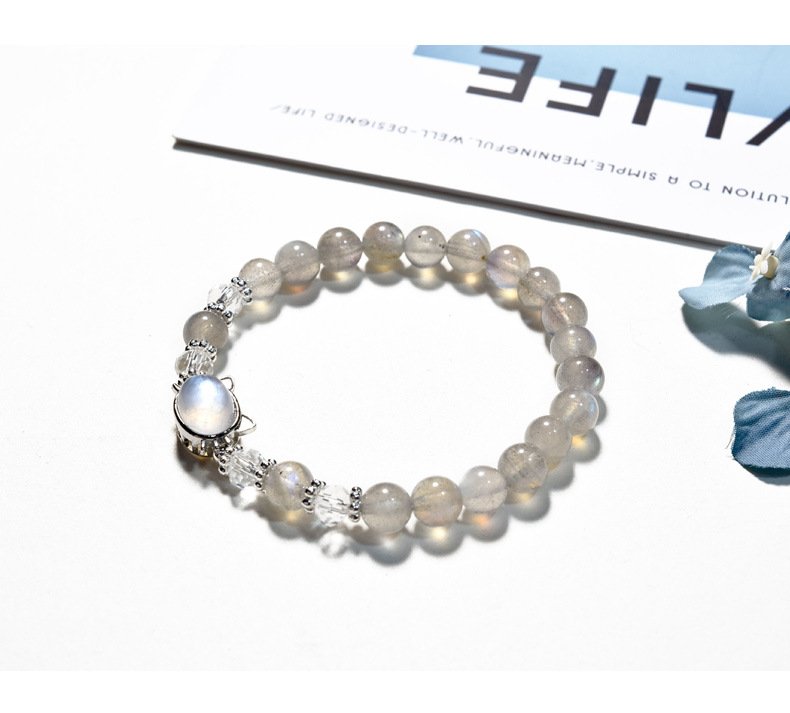 Original Design Gray Moonstone Cat Head Bracelet