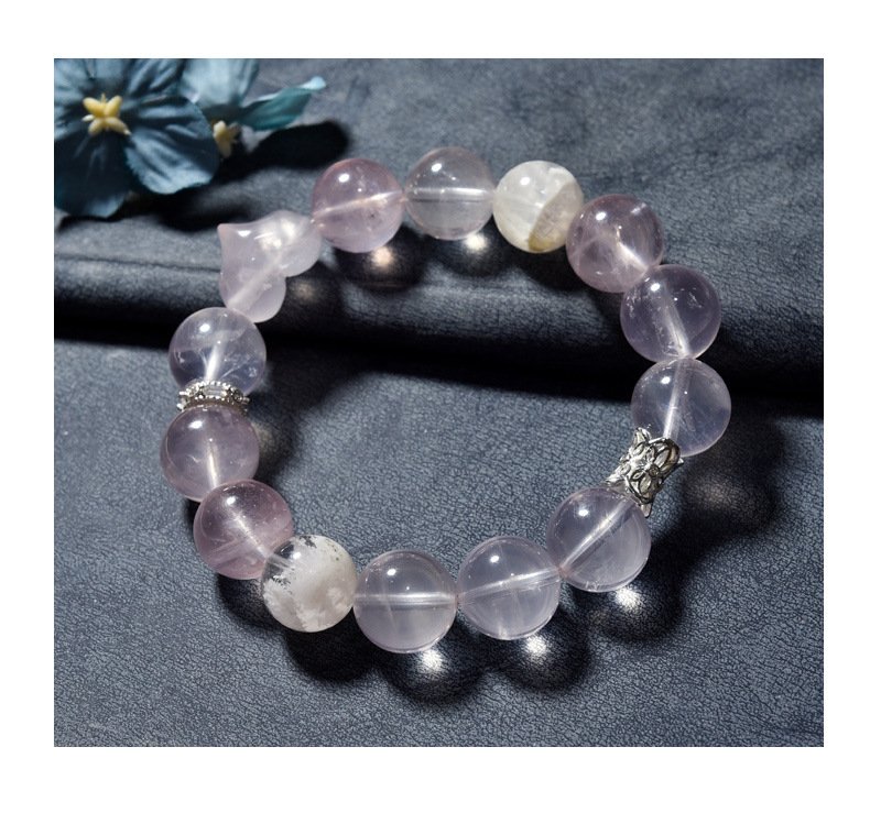 Natural Heart Shaped Pink Quartz Bracelet