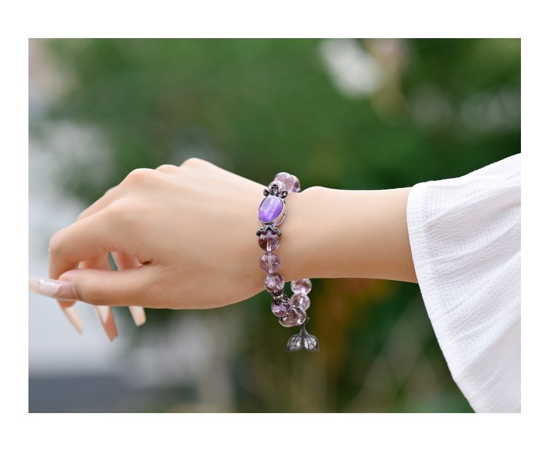 Amethyst and Purple Crystal Beaded Bracelet