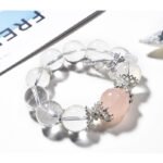 Natural White Quartz & Pink Crystal Bracelet