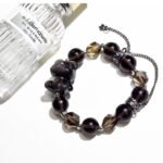 Tea Quartz & Silver Obsidian Bear Bracelet