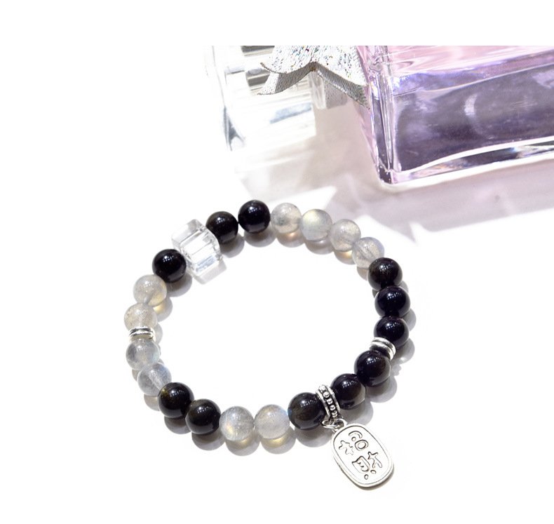 Natural Moonstone and Gold Obsidian Wealth Bracelet